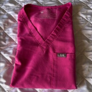 Figs V-Neck Scrub Top in Magenta